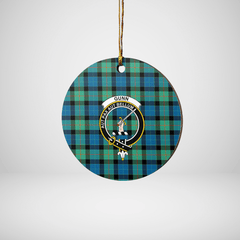 Clan Gunn Ancient Tartan Crest Round Ceramic Ornament WT85 Gunn Ancient Tartan Tartan Christmas   