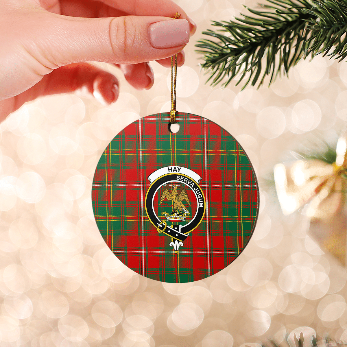 Clan Hay Ancient Tartan Crest Round Ceramic Ornament ZP86 Hay Ancient Tartan Tartan Christmas   