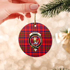 Clan Murray of Tulloch Modern Tartan Crest Round Ceramic Ornament DM70 Murray of Tulloch Modern Tartan Tartan Christmas   