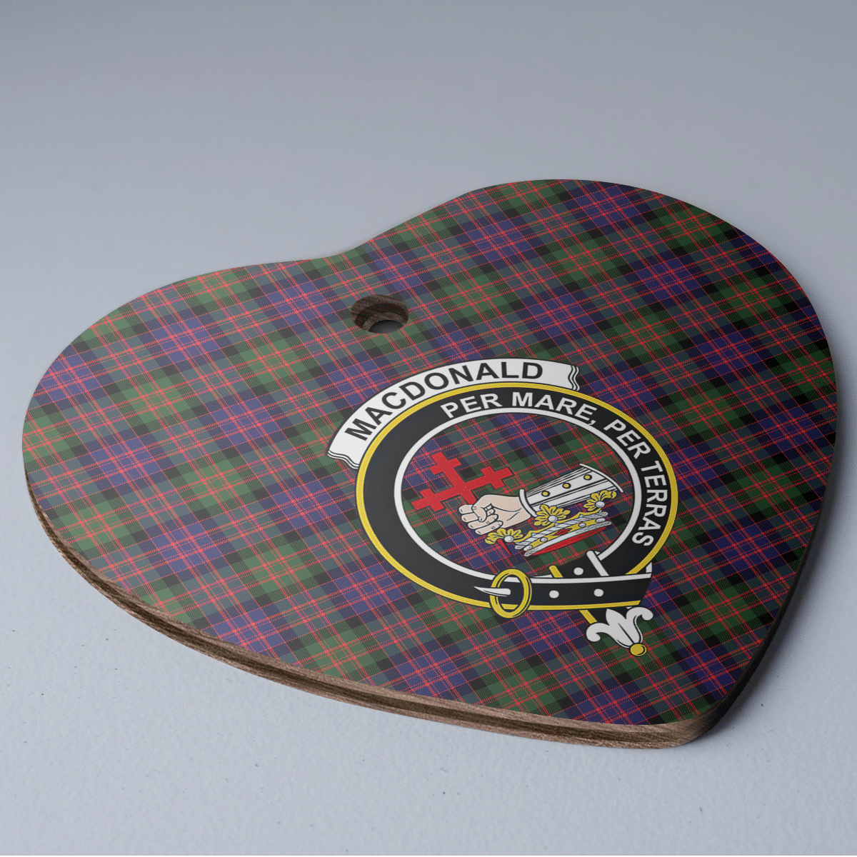 Clan MacDonald Modern Tartan Crest Heart Ceramic Ornament ZJ14 MacDonald Modern Tartan Tartan Christmas   