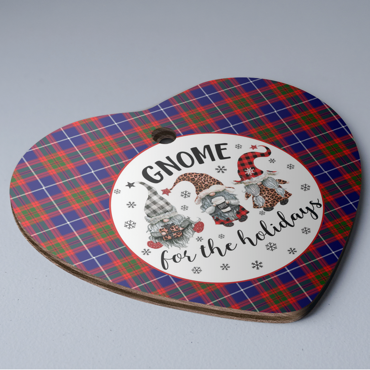 Clan Edinburgh District Tartan Tartan Crest Gnome Heart Ceramic Ornament UA77 Edinburgh District Tartan Tartan Christmas   