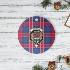 Clan Graham of Menteith Red Tartan Crest Round Ceramic Ornament XL40 Graham of Menteith Red Tartan Tartan Christmas   