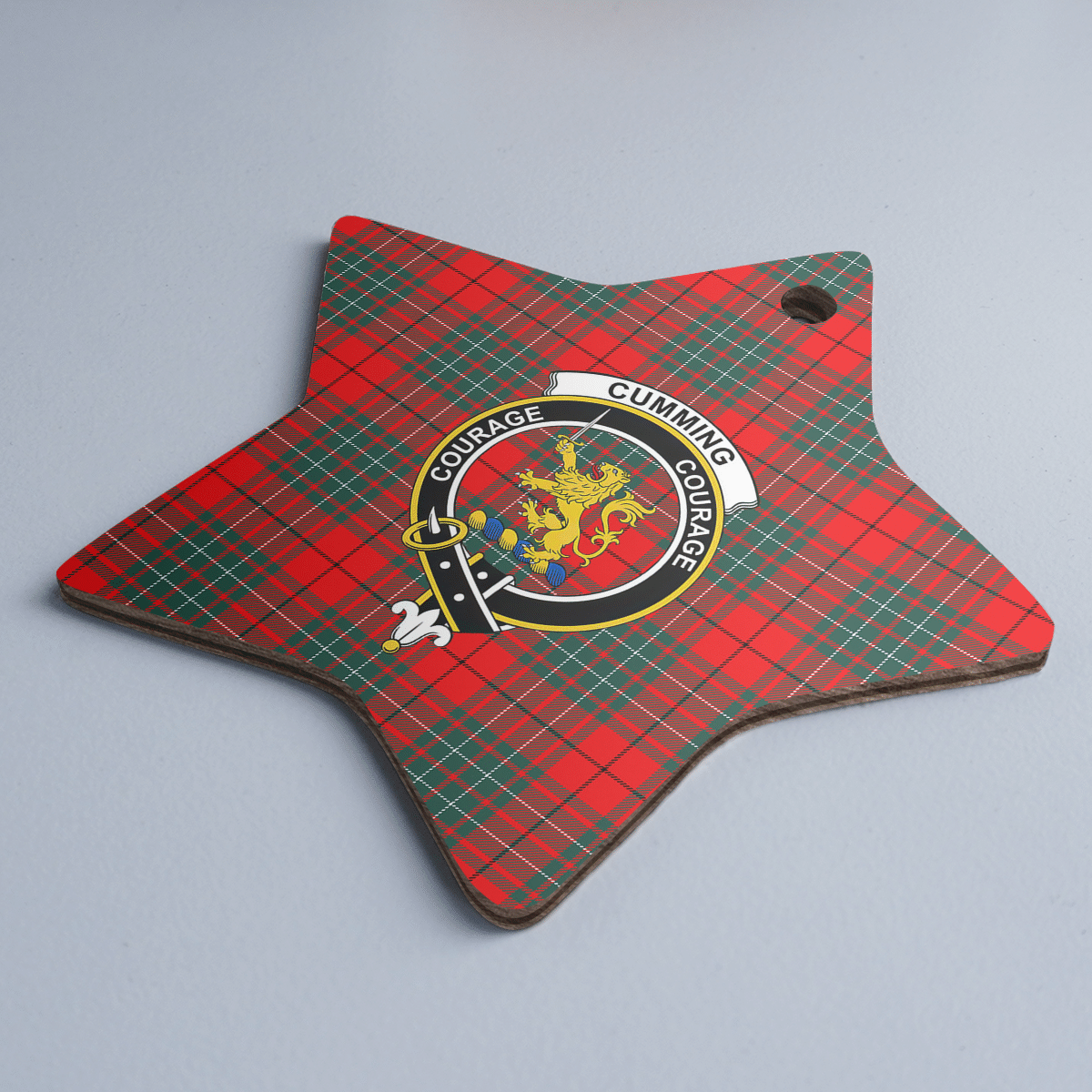 Clan Cumming Modern Tartan Crest Star Ceramic Ornament EU91 Cumming Modern Tartan Tartan Christmas   