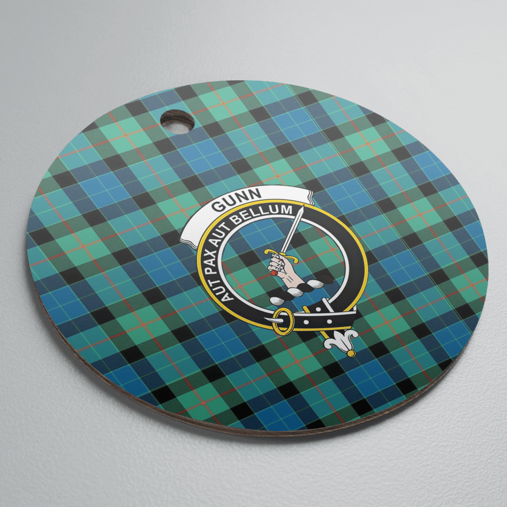 Clan Gunn Ancient Tartan Crest Round Ceramic Ornament WT85 Gunn Ancient Tartan Tartan Christmas   