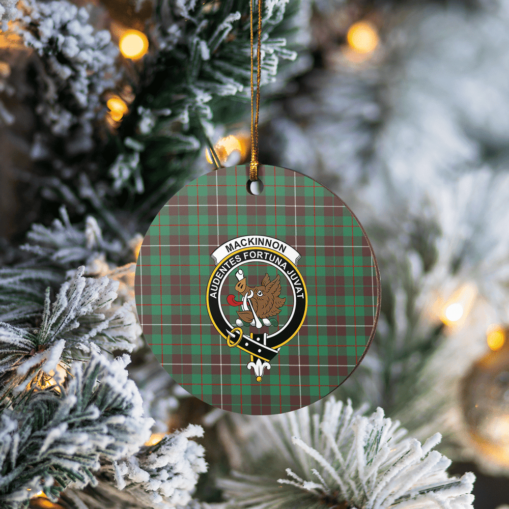 Clan MacKinnon Hunting Ancient Tartan Crest Round Ceramic Ornament NY61 MacKinnon Hunting Ancient Tartan Tartan Christmas   