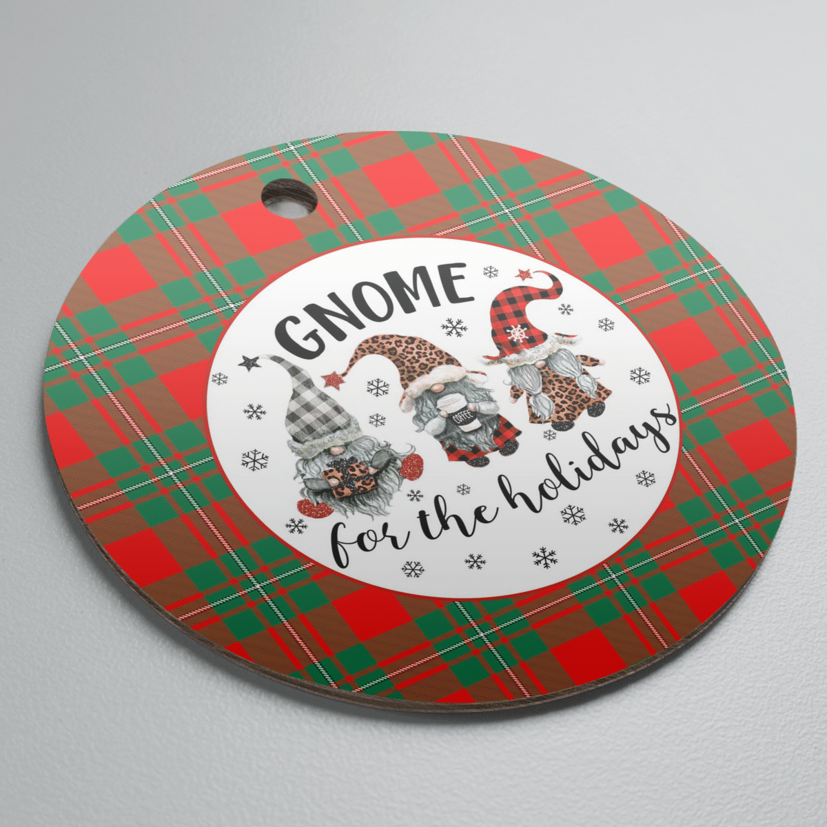 Clan MacGregor Ancient Tartan Tartan Crest Gnome Round Ceramic Ornament RH12 MacGregor Ancient Tartan Tartan Christmas   