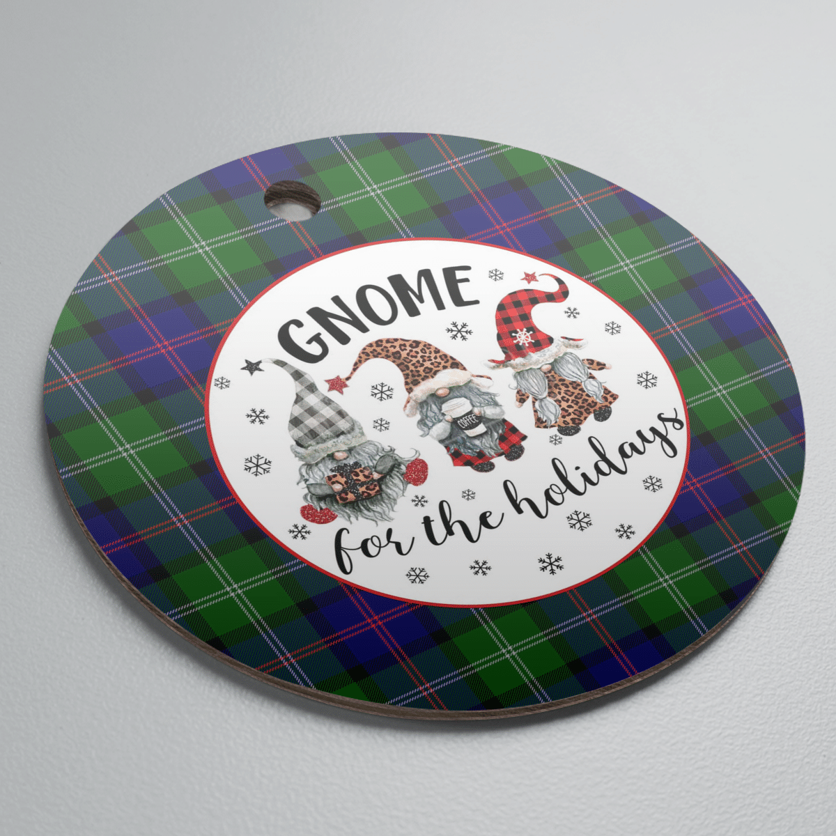 Clan MacThomas Modern Tartan Tartan Crest Gnome Round Ceramic Ornament ZE65 MacThomas Modern Tartan Tartan Christmas   