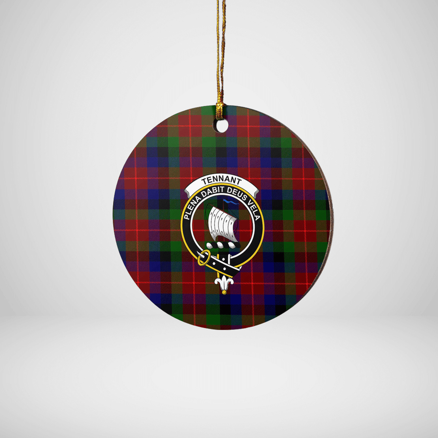 Clan Tennant Tartan Crest Round Ceramic Ornament XA89 Tennant Tartan Tartan Christmas   