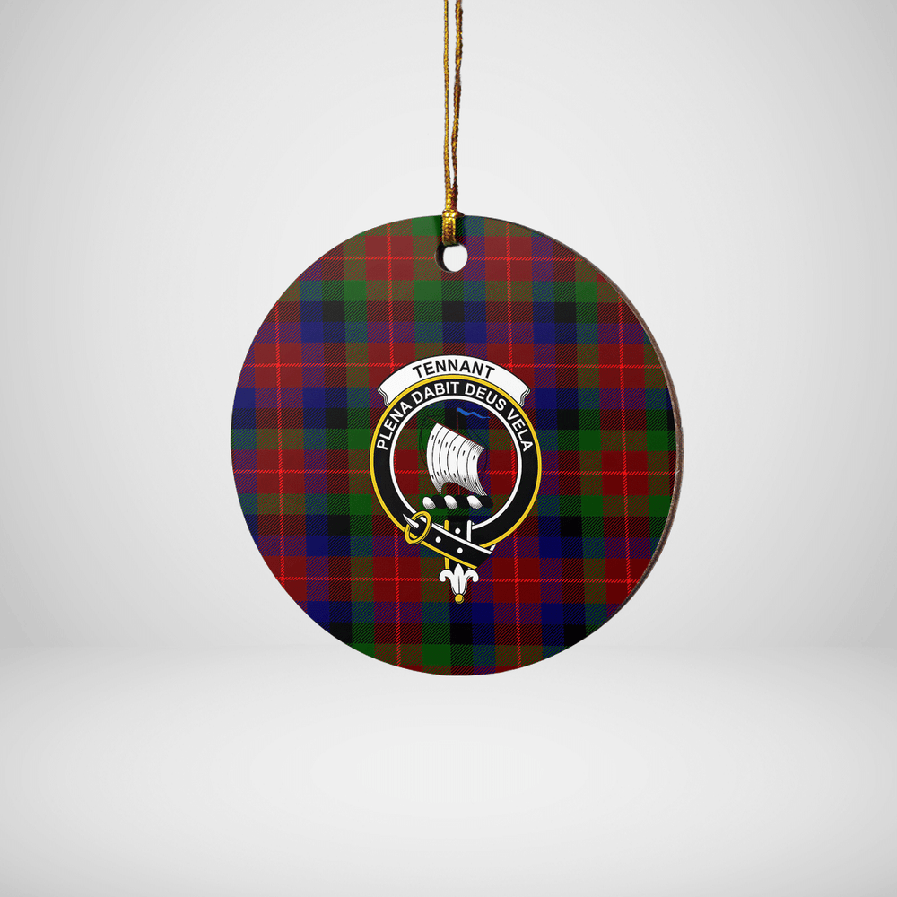 Clan Tennant Tartan Crest Round Ceramic Ornament XA89 Tennant Tartan Tartan Christmas   