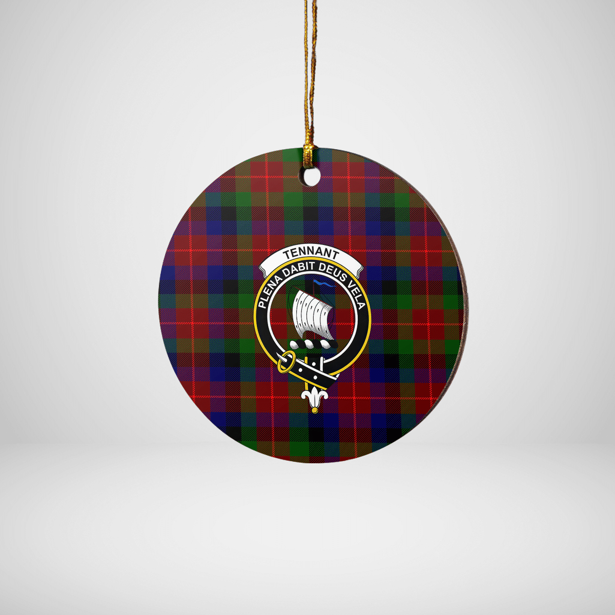 Clan Tennant Tartan Crest Round Ceramic Ornament XA89 Tennant Tartan Tartan Christmas   