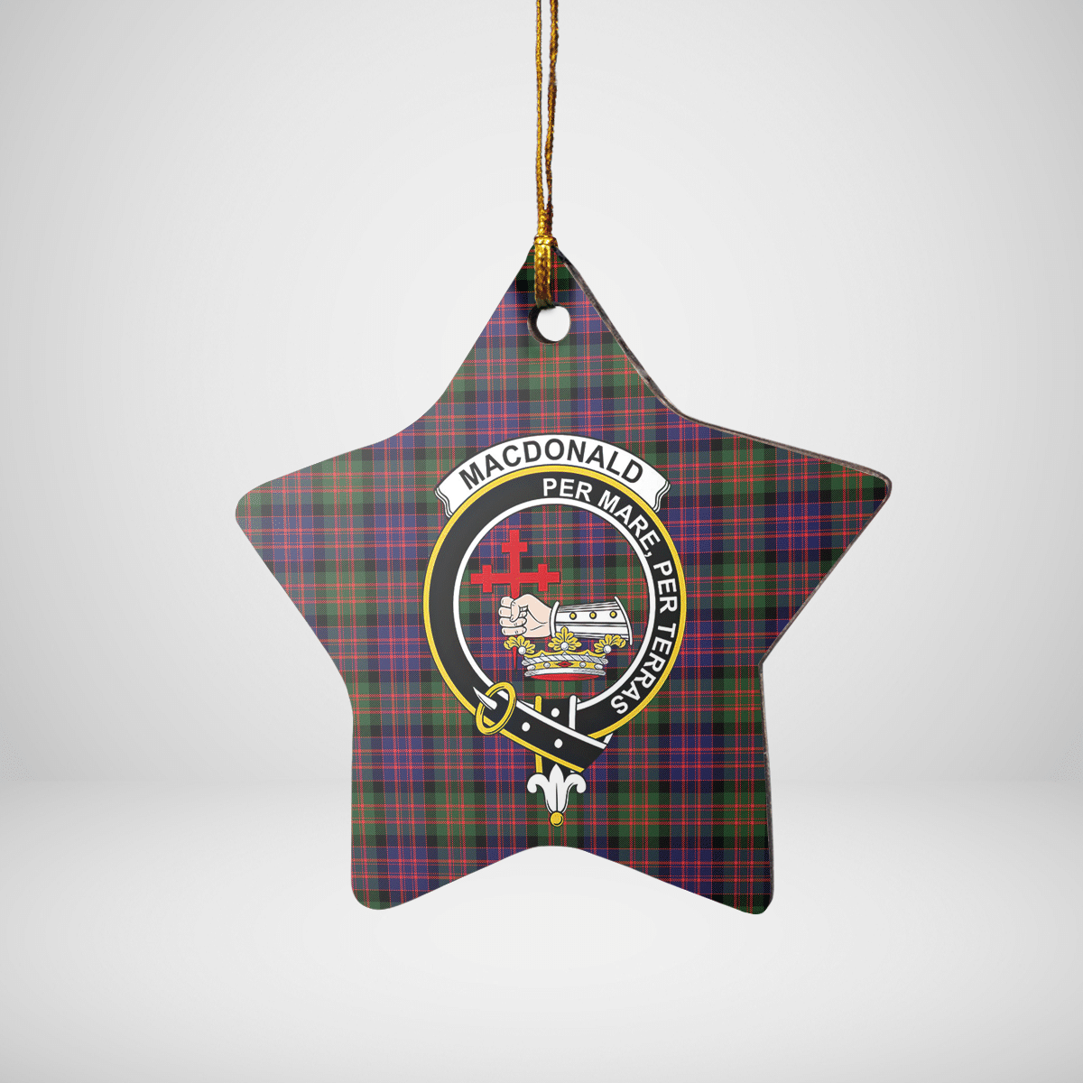 Clan MacDonald Modern Tartan Crest Star Ceramic Ornament FX88 MacDonald Modern Tartan Tartan Christmas   