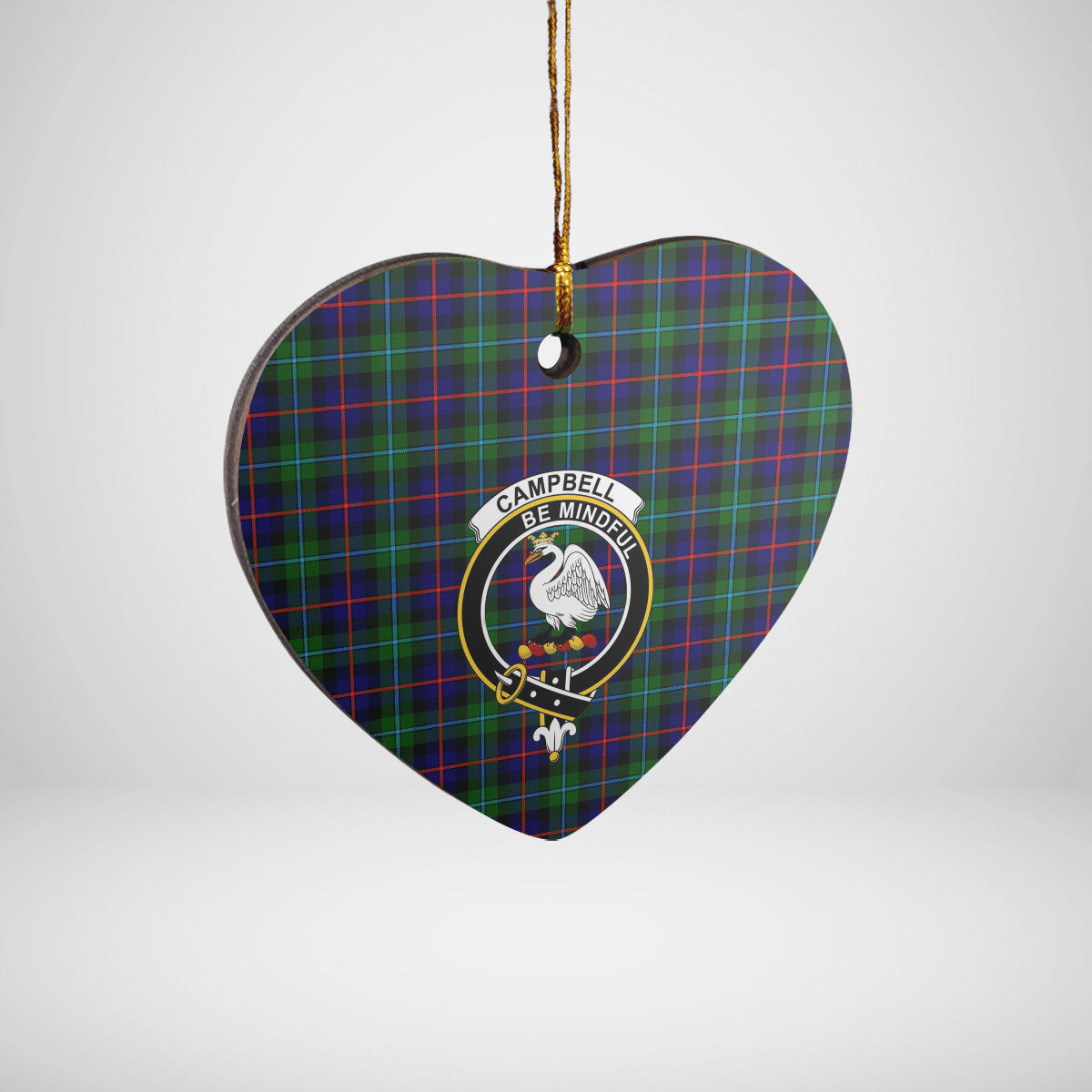 Clan Campbell of Cawdor Modern Tartan Crest Heart Ceramic Ornament TN42 Campbell of Cawdor Modern Tartan Tartan Christmas   