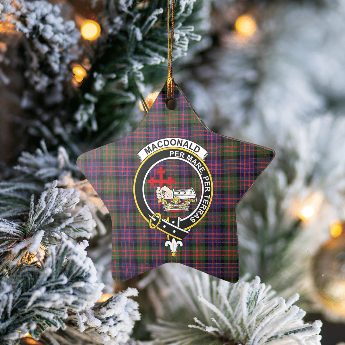 Clan MacDonald Modern Tartan Crest Star Ceramic Ornament FX88 MacDonald Modern Tartan Tartan Christmas   