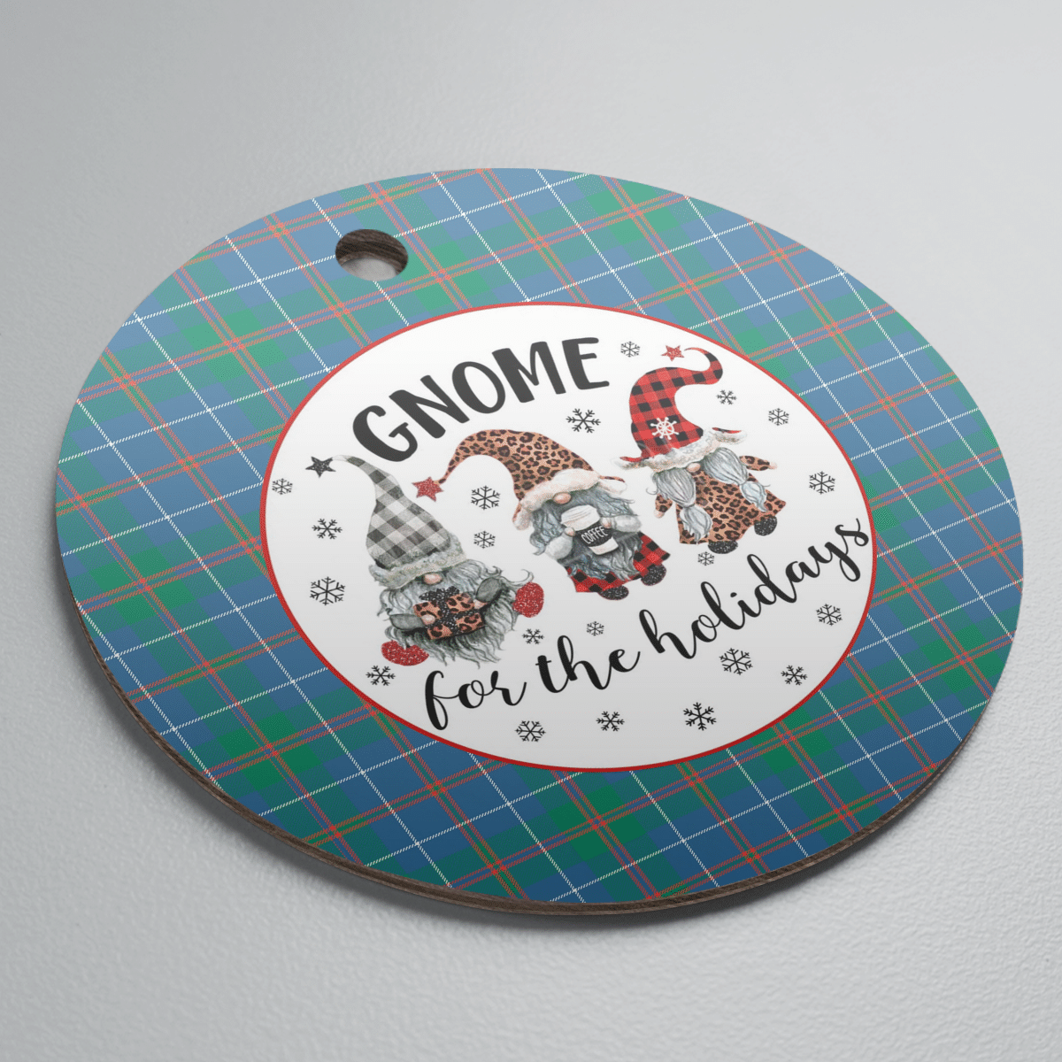 Clan MacHardy Ancient Tartan Tartan Crest Gnome Round Ceramic Ornament QC41 MacHardy Ancient Tartan Tartan Christmas   