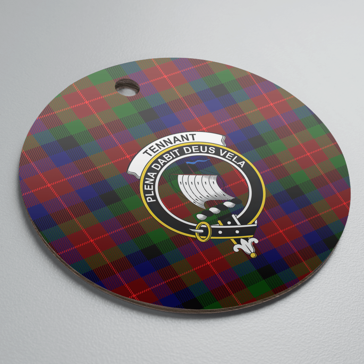 Clan Tennant Tartan Crest Round Ceramic Ornament XA89 Tennant Tartan Tartan Christmas   