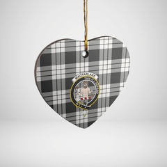 Clan MacFarlane Black & White Ancient Tartan Crest Heart Ceramic Ornament KT16 MacFarlane Black & White Ancient Tartan Tartan Christmas   