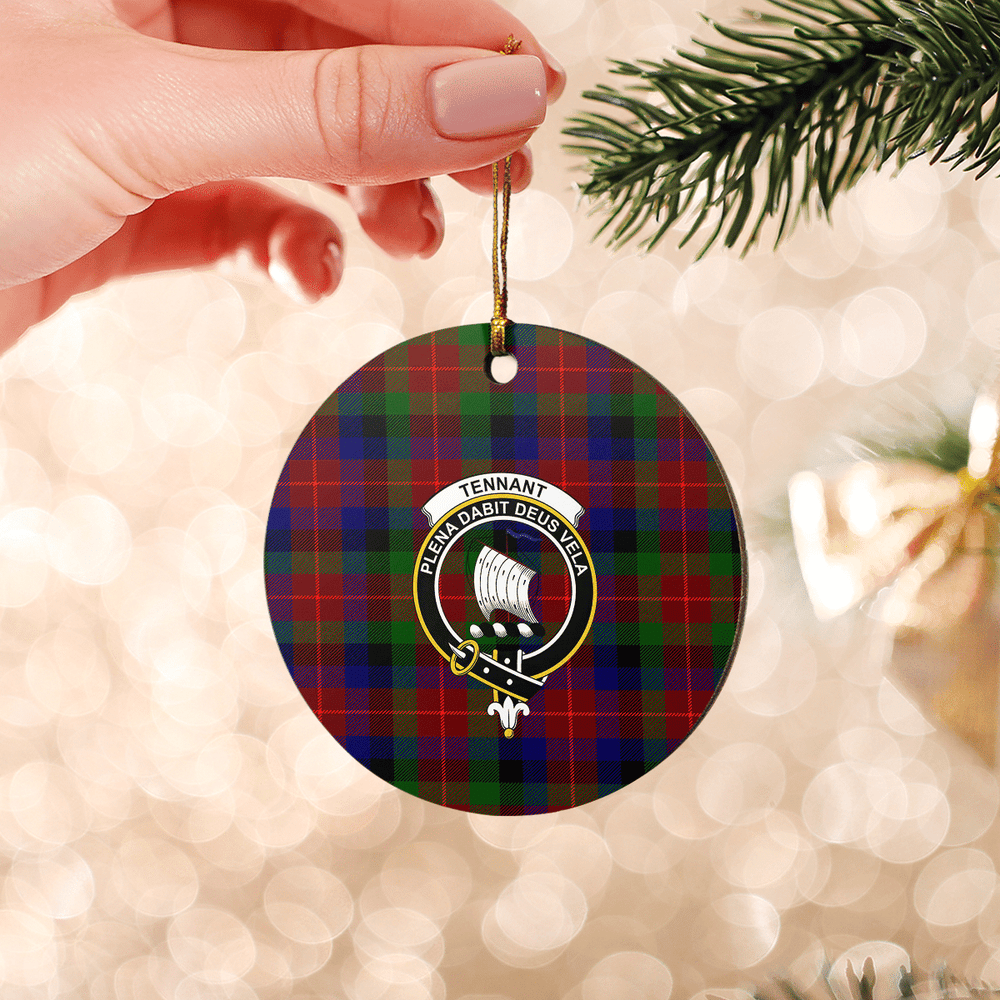 Clan Tennant Tartan Crest Round Ceramic Ornament XA89 Tennant Tartan Tartan Christmas   