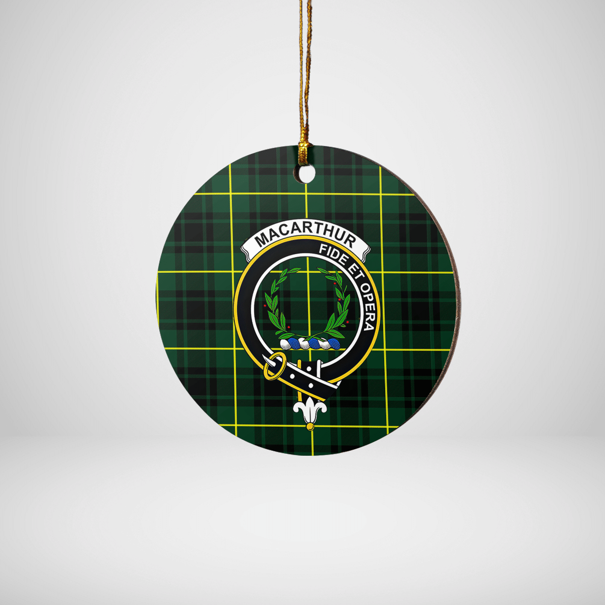 Clan MacArthur Modern Tartan Crest Round Ceramic Ornament HY50 MacArthur Modern Tartan Tartan Christmas   