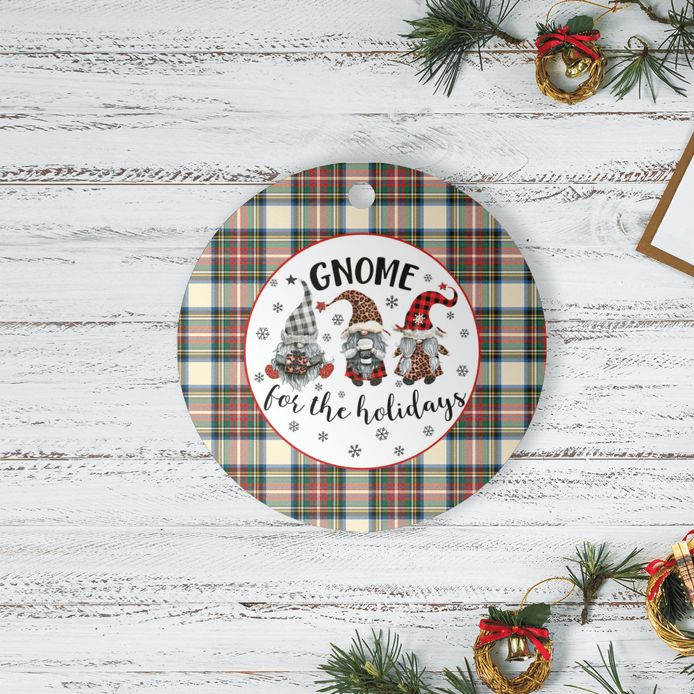 Clan Stewart Dress Ancient Tartan Tartan Crest Gnome Round Ceramic Ornament SK30 Stewart Dress Ancient Tartan Tartan Christmas   