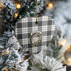 Clan MacFarlane Black & White Ancient Tartan Crest Heart Ceramic Ornament KT16 MacFarlane Black & White Ancient Tartan Tartan Christmas   