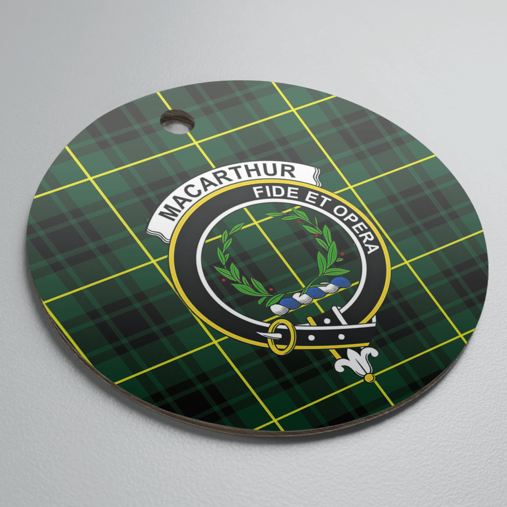 Clan MacArthur Modern Tartan Crest Round Ceramic Ornament HY50 MacArthur Modern Tartan Tartan Christmas   
