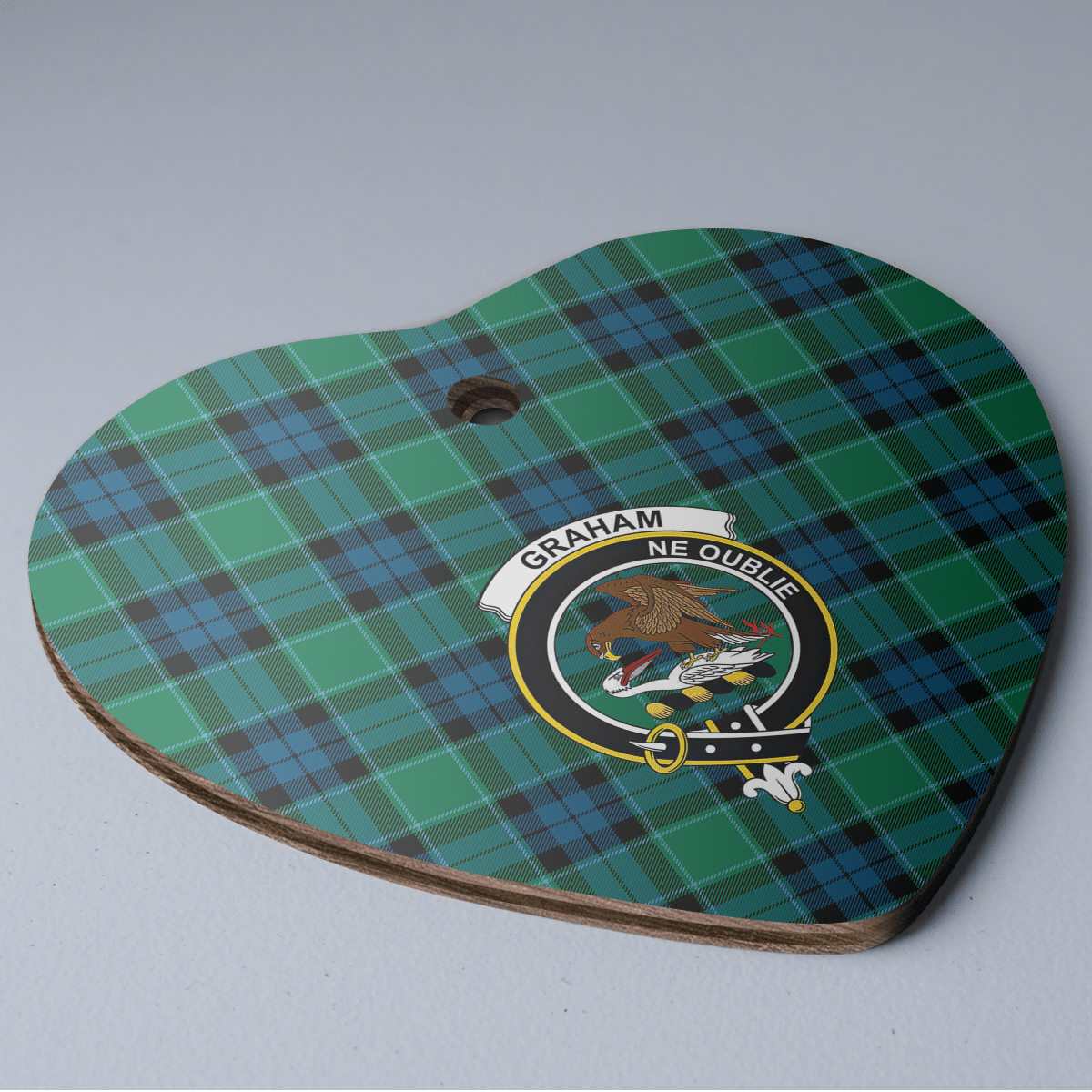 Clan Graham of Menteith Ancient Tartan Crest Heart Ceramic Ornament DB89 Graham of Menteith Ancient Tartan Tartan Christmas   