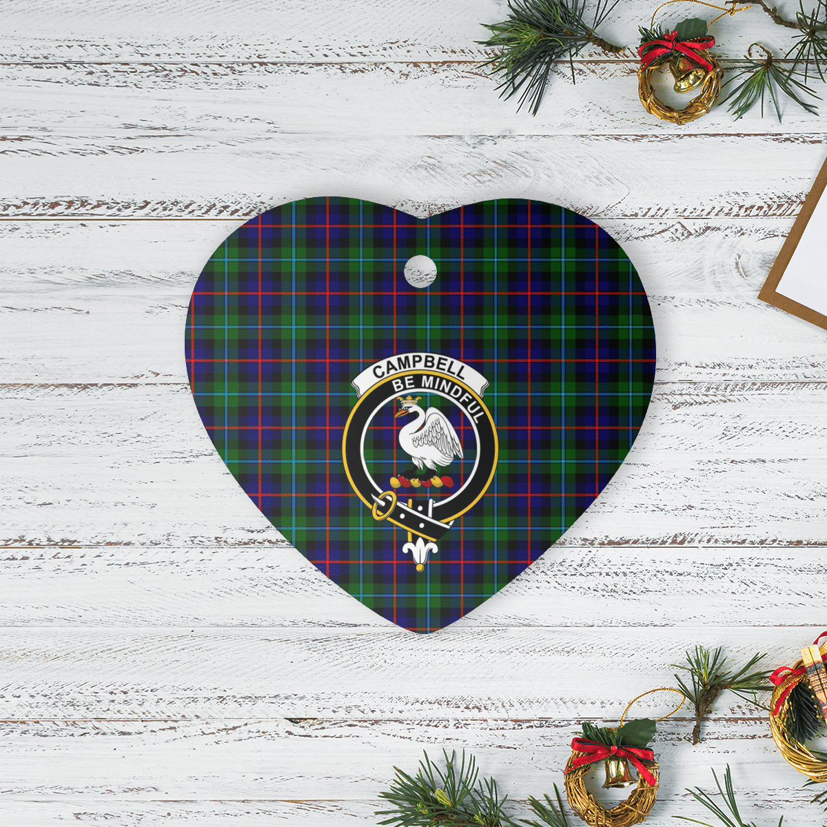 Clan Campbell of Cawdor Modern Tartan Crest Heart Ceramic Ornament TN42 Campbell of Cawdor Modern Tartan Tartan Christmas   