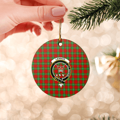 Clan Lennox Tartan Crest Round Ceramic Ornament GZ77 Lennox Tartan Tartan Christmas   