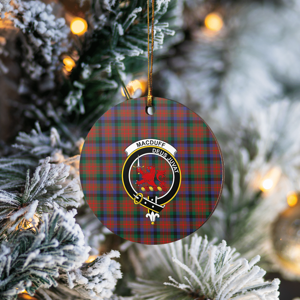 Clan MacDuff Hunting Modern Tartan Crest Round Ceramic Ornament XF20 MacDuff Hunting Modern Tartan Tartan Christmas   