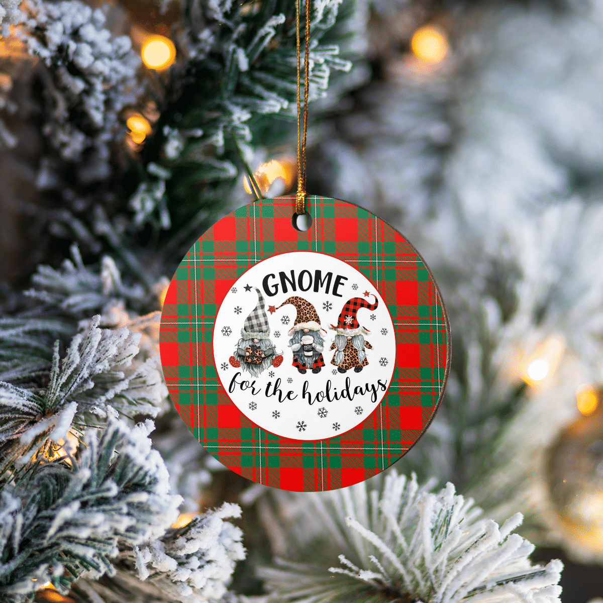 Clan MacGregor Ancient Tartan Tartan Crest Gnome Round Ceramic Ornament RH12 MacGregor Ancient Tartan Tartan Christmas   