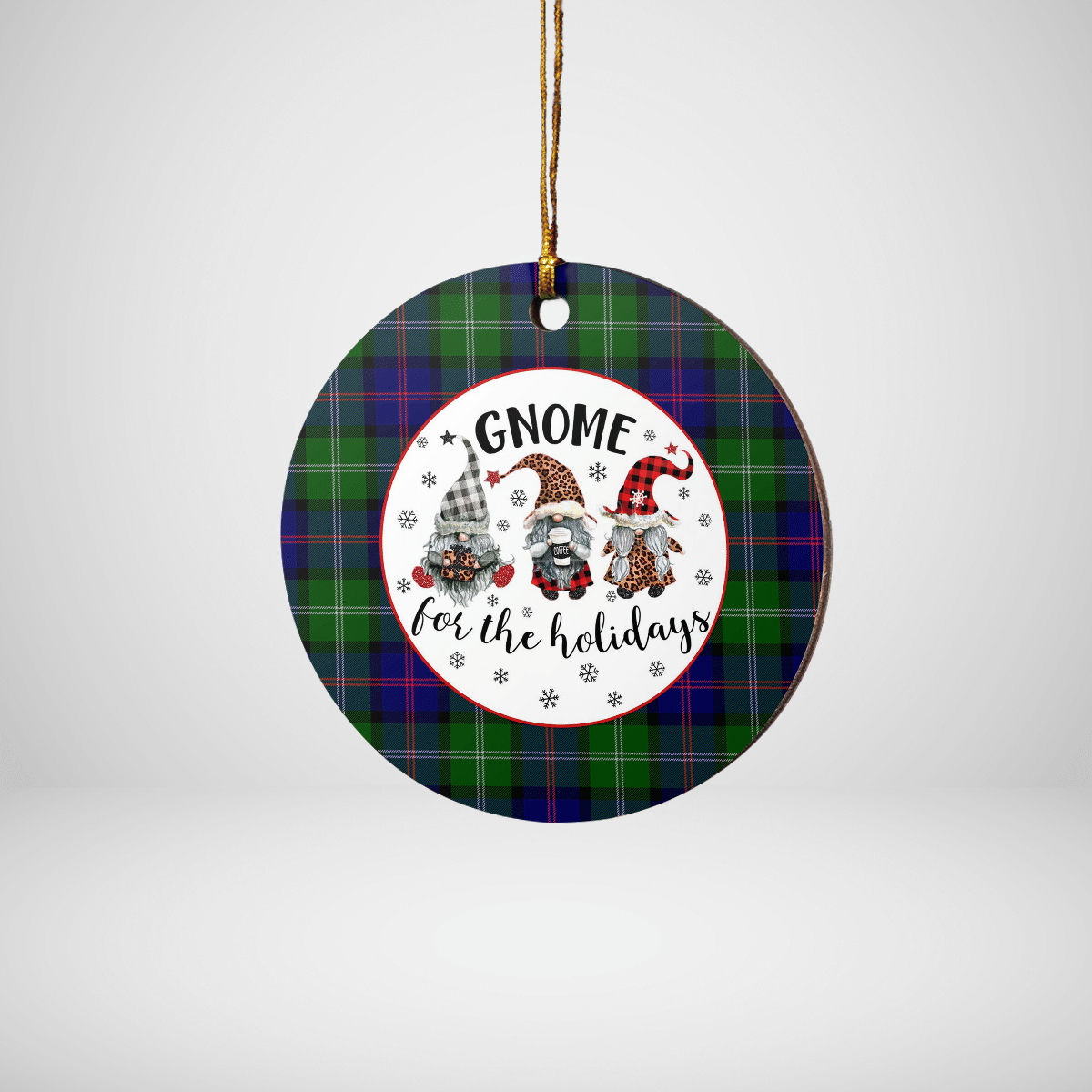 Clan MacThomas Modern Tartan Tartan Crest Gnome Round Ceramic Ornament ZE65 MacThomas Modern Tartan Tartan Christmas   