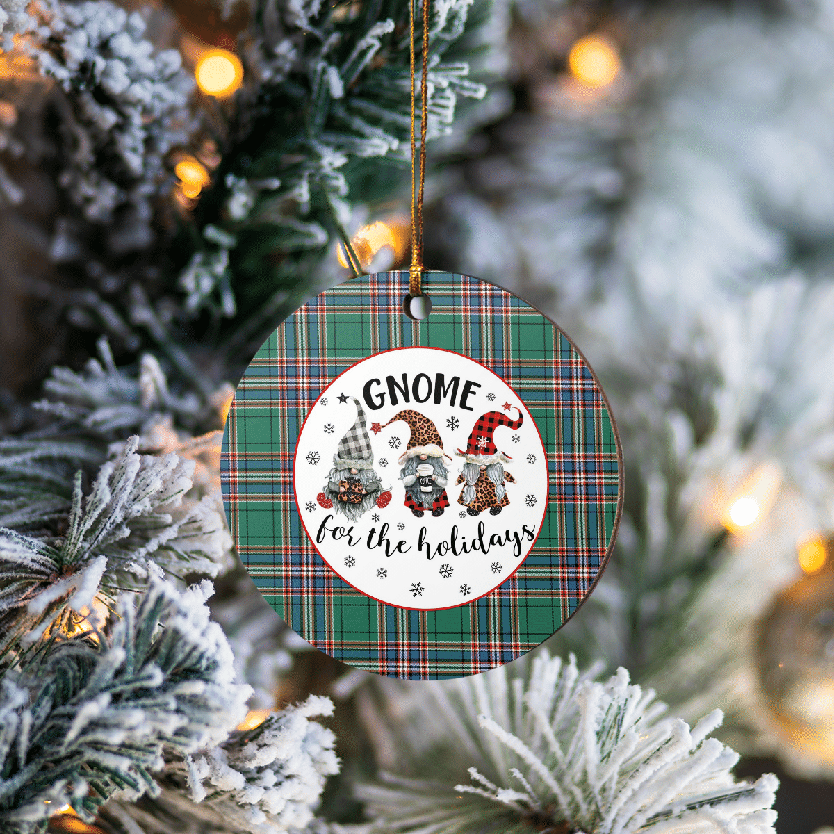 Clan MacFarlane Hunting Ancient Tartan Tartan Crest Gnome Round Ceramic Ornament ZX27 MacFarlane Hunting Ancient Tartan Tartan Christmas   