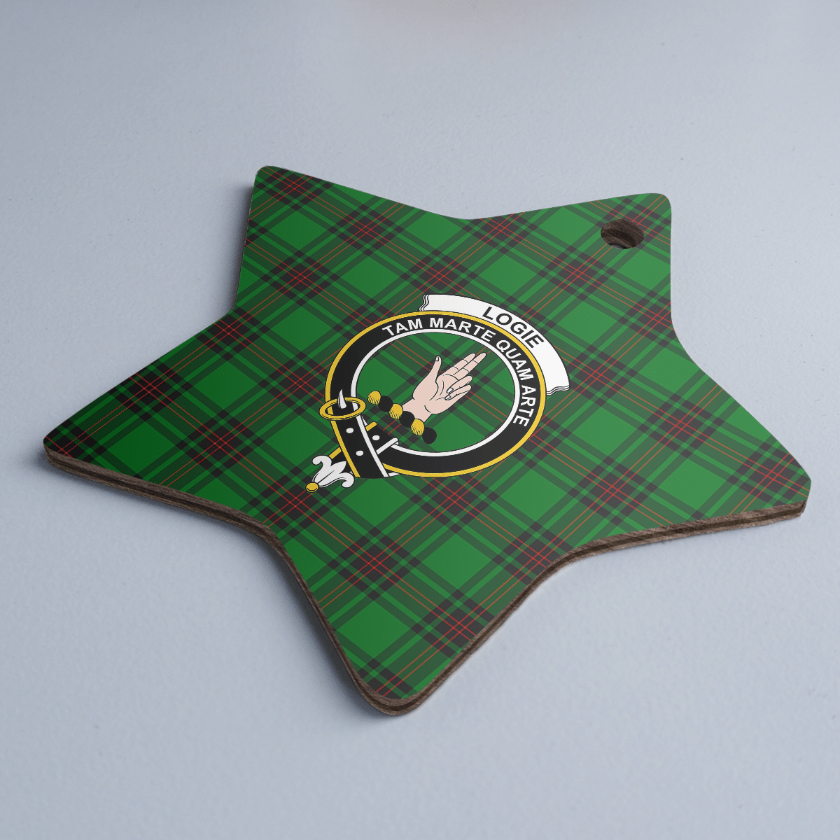 Clan Logie Tartan Crest Star Ceramic Ornament KC41 Logie Tartan Tartan Christmas   