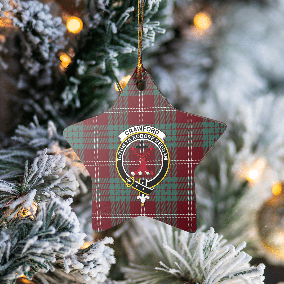 Clan Crawford Modern Tartan Crest Star Ceramic Ornament PD97 Crawford Modern Tartan Tartan Christmas   