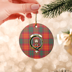 Clan MacNab Ancient Tartan Crest Round Ceramic Ornament LW81 MacNab Ancient Tartan Tartan Christmas   