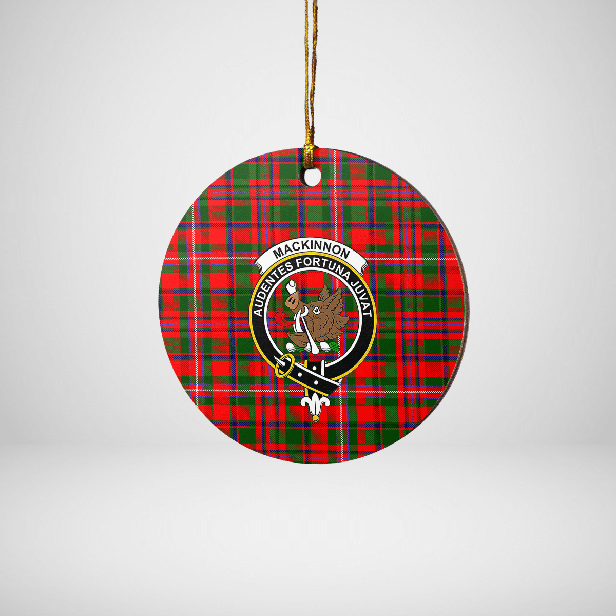 Clan MacKinnon Modern Tartan Crest Round Ceramic Ornament IP31 MacKinnon Modern Tartan Tartan Christmas   