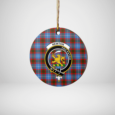 Clan Newton (Edingburg) Tartan Crest Round Ceramic Ornament