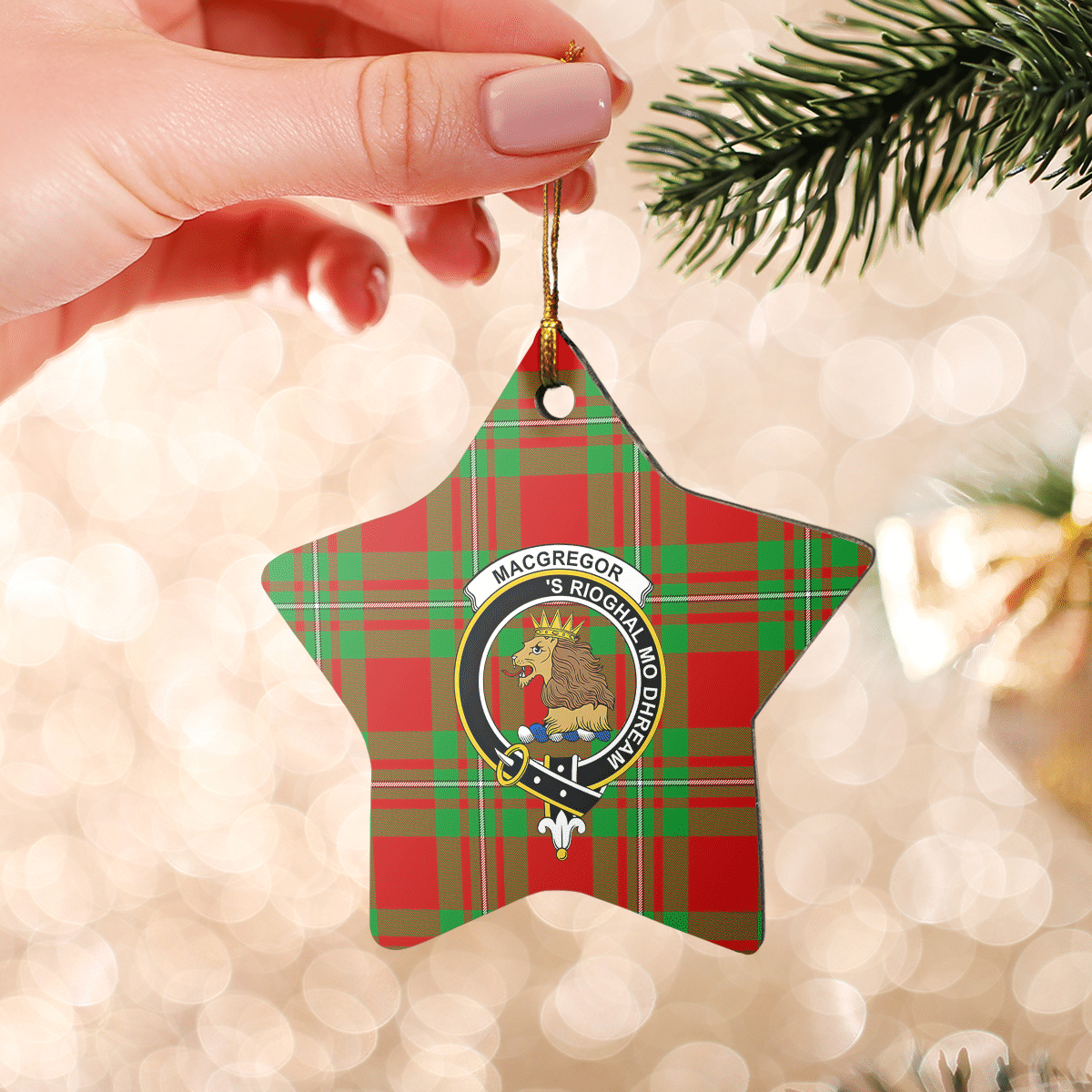 Clan MacGregor Modern Tartan Crest Star Ceramic Ornament TQ75 MacGregor Modern Tartan Tartan Christmas   