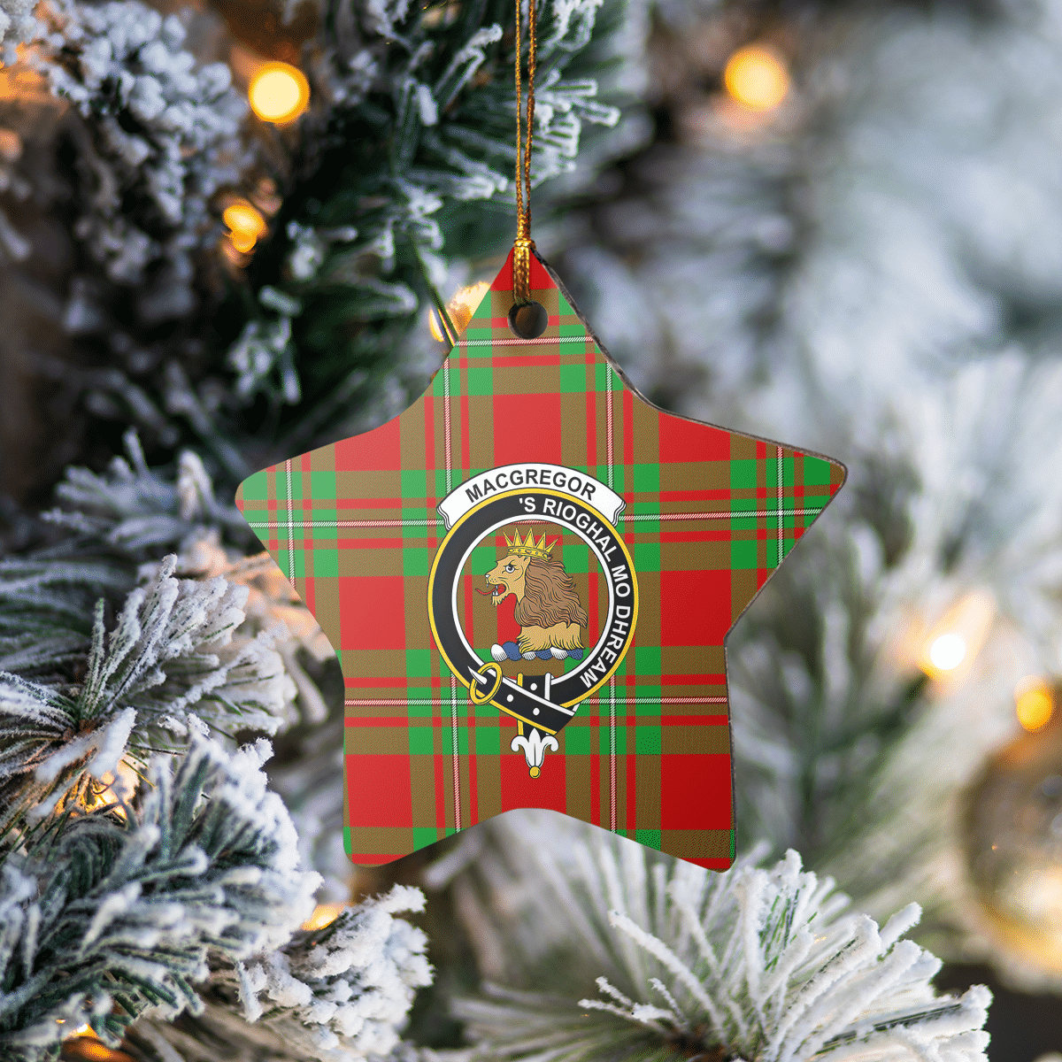 Clan MacGregor Modern Tartan Crest Star Ceramic Ornament TQ75 MacGregor Modern Tartan Tartan Christmas   