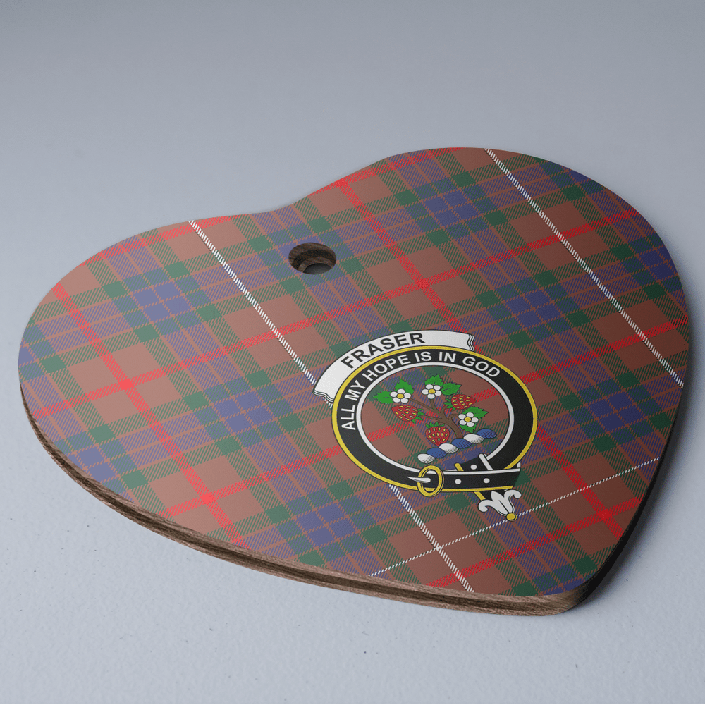 Clan Fraser Hunting Modern Tartan Crest Heart Ceramic Ornament LB90 Fraser Hunting Modern Tartan Tartan Christmas   