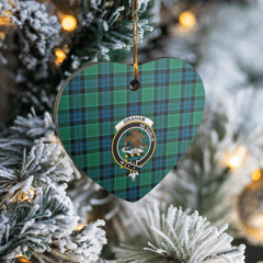 Clan Graham of Menteith Ancient Tartan Crest Heart Ceramic Ornament DB89 Graham of Menteith Ancient Tartan Tartan Christmas   