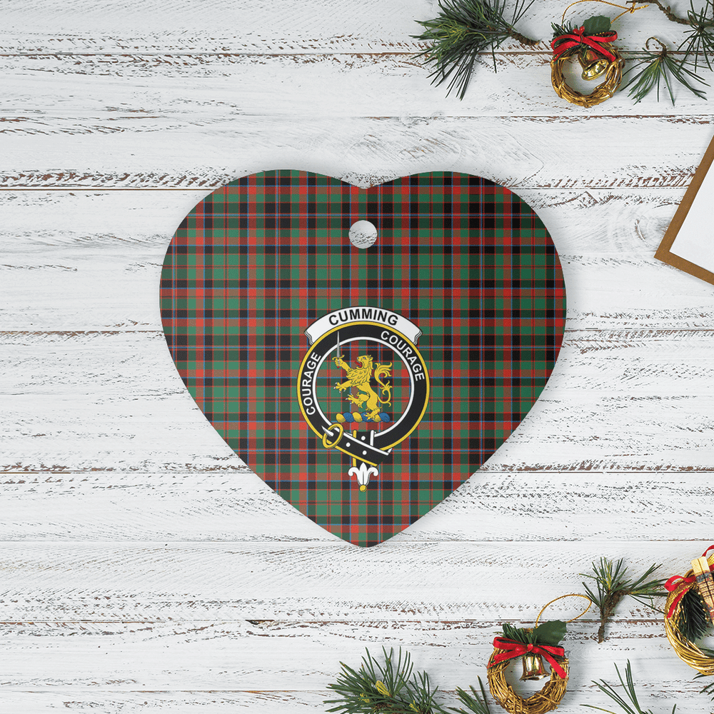 Clan Cumming Hunting Ancient Tartan Crest Heart Ceramic Ornament HV47 Cumming Hunting Ancient Tartan Tartan Christmas   