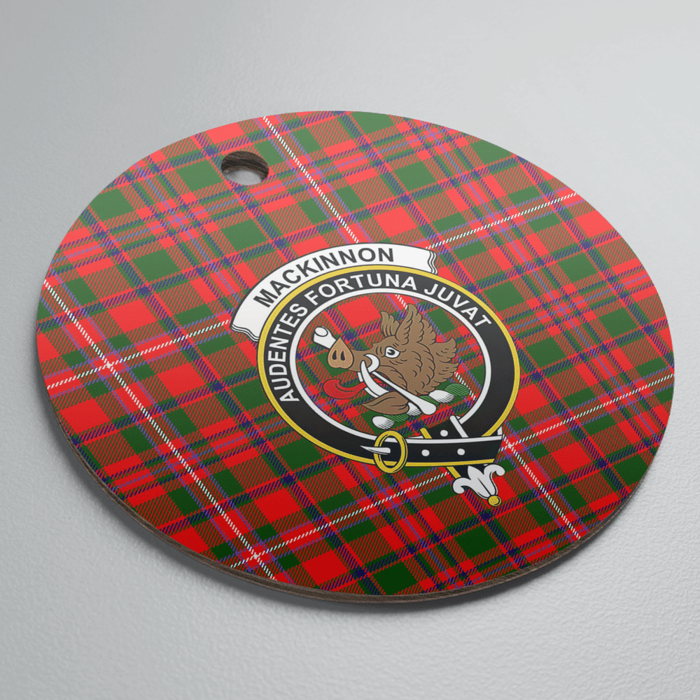 Clan MacKinnon Modern Tartan Crest Round Ceramic Ornament IP31 MacKinnon Modern Tartan Tartan Christmas   