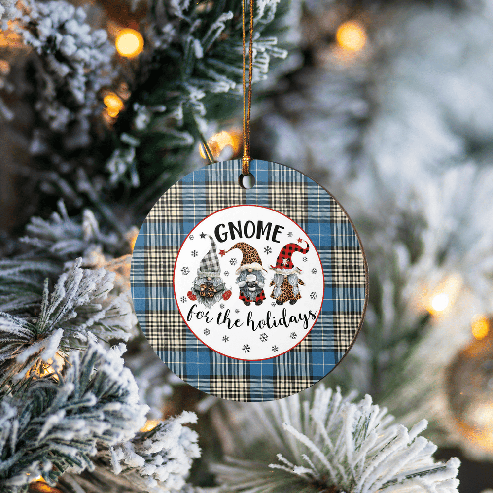 Clan Napier Ancient Tartan Tartan Crest Gnome Round Ceramic Ornament GO45 Napier Ancient Tartan Tartan Christmas   