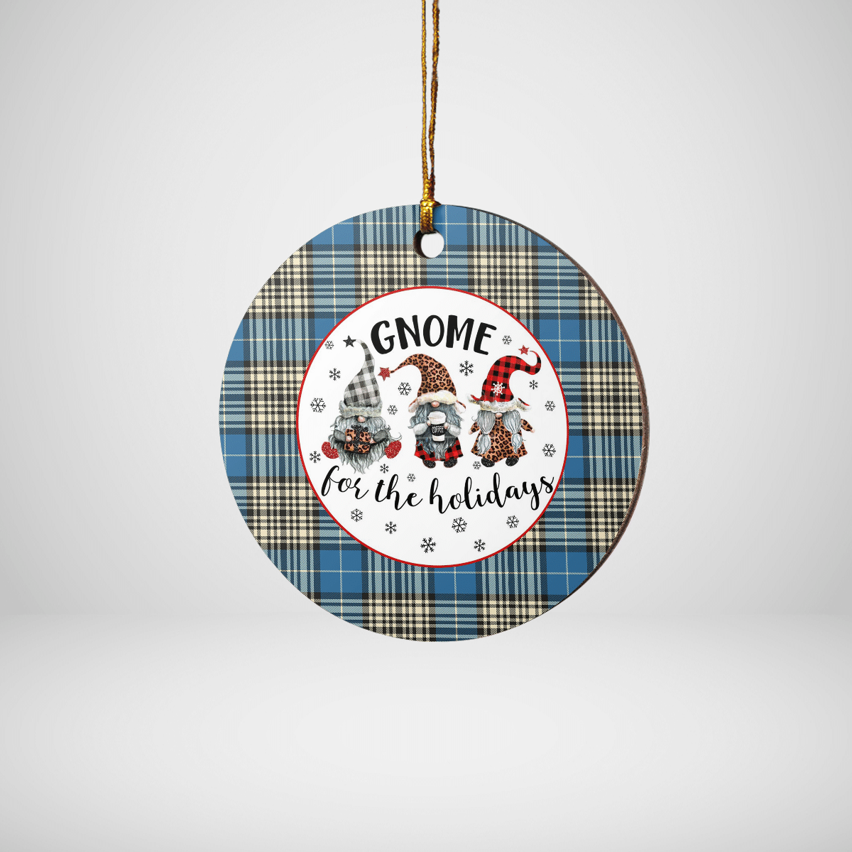 Clan Napier Ancient Tartan Tartan Crest Gnome Round Ceramic Ornament GO45 Napier Ancient Tartan Tartan Christmas   