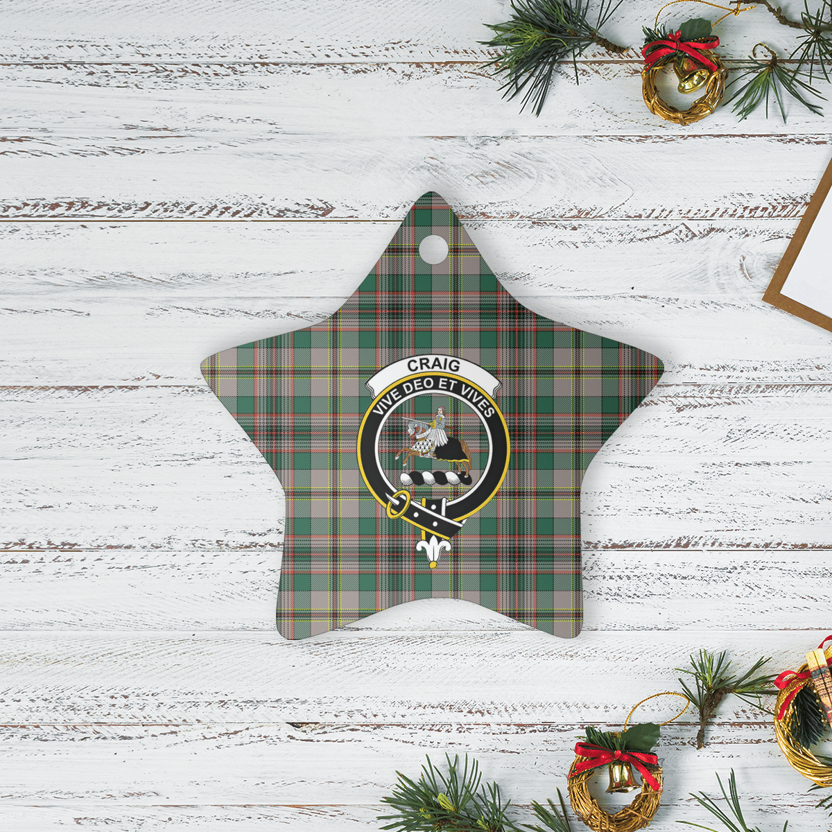 Clan Craig Ancient Tartan Crest Star Ceramic Ornament OW59 Craig Ancient Tartan Tartan Christmas   