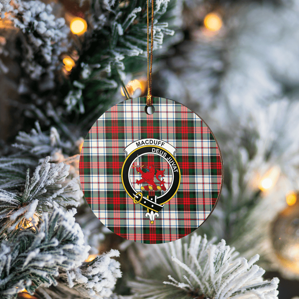 Clan MacDuff Dress Modern Tartan Crest Round Ceramic Ornament AY53 MacDuff Dress Modern Tartan Tartan Christmas   