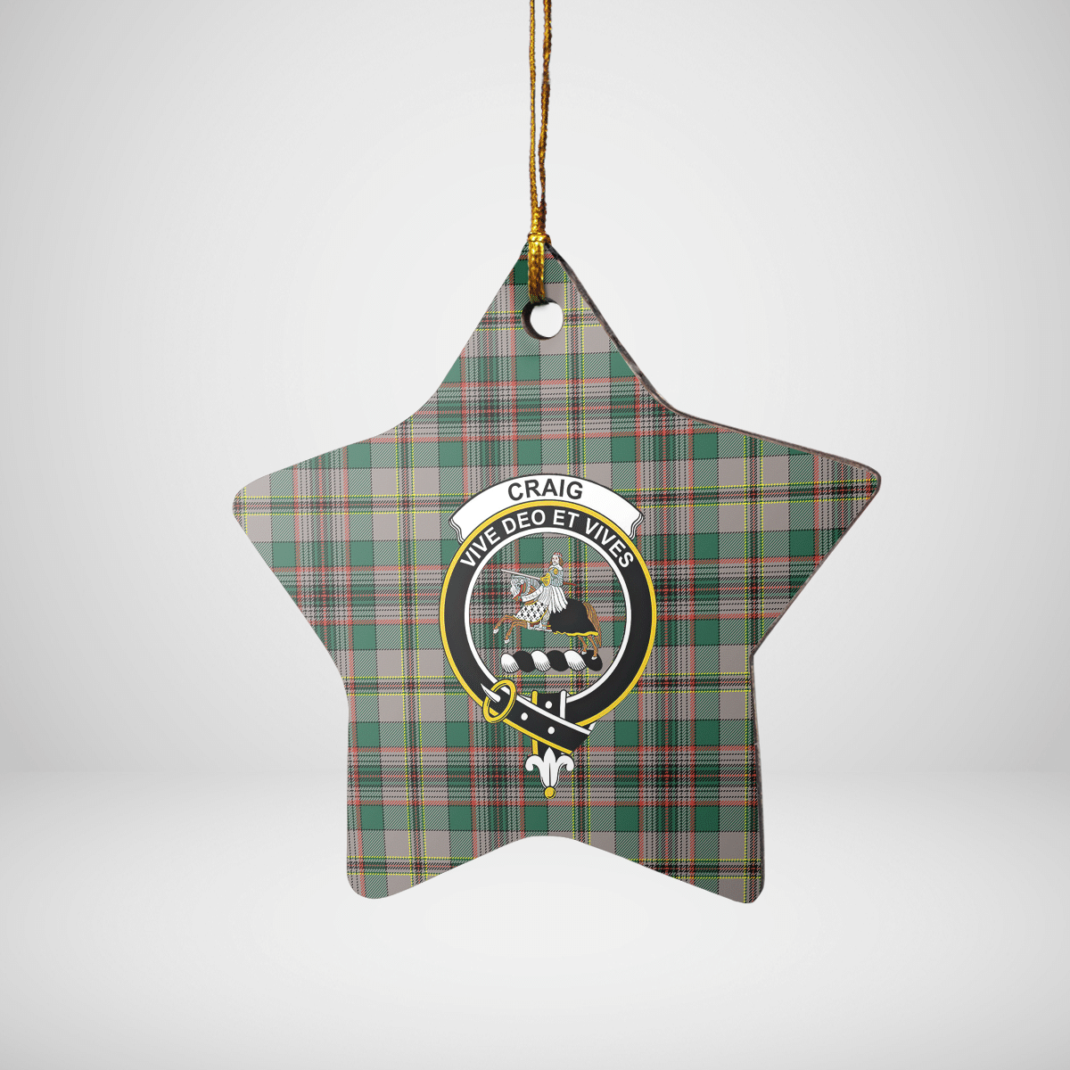Clan Craig Ancient Tartan Crest Star Ceramic Ornament OW59 Craig Ancient Tartan Tartan Christmas   