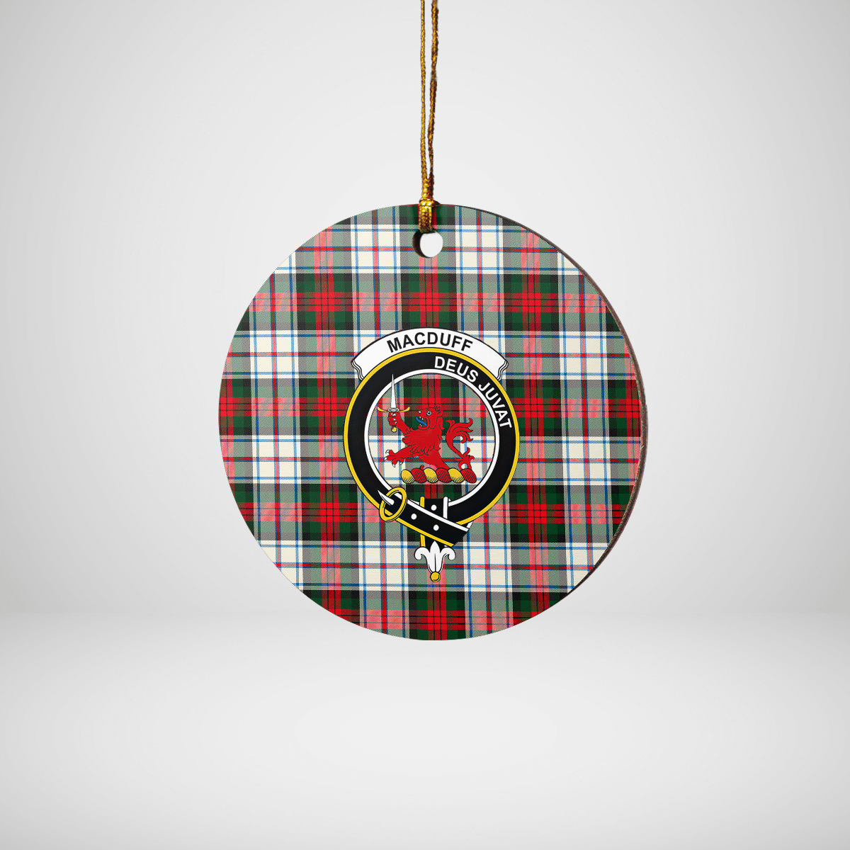Clan MacDuff Dress Modern Tartan Crest Round Ceramic Ornament AY53 MacDuff Dress Modern Tartan Tartan Christmas   