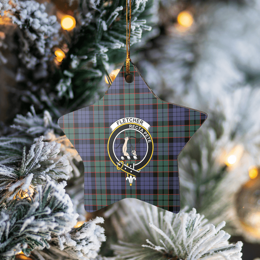 Clan Fletcher Modern Tartan Crest Star Ceramic Ornament MF18 Fletcher Modern Tartan Tartan Christmas   